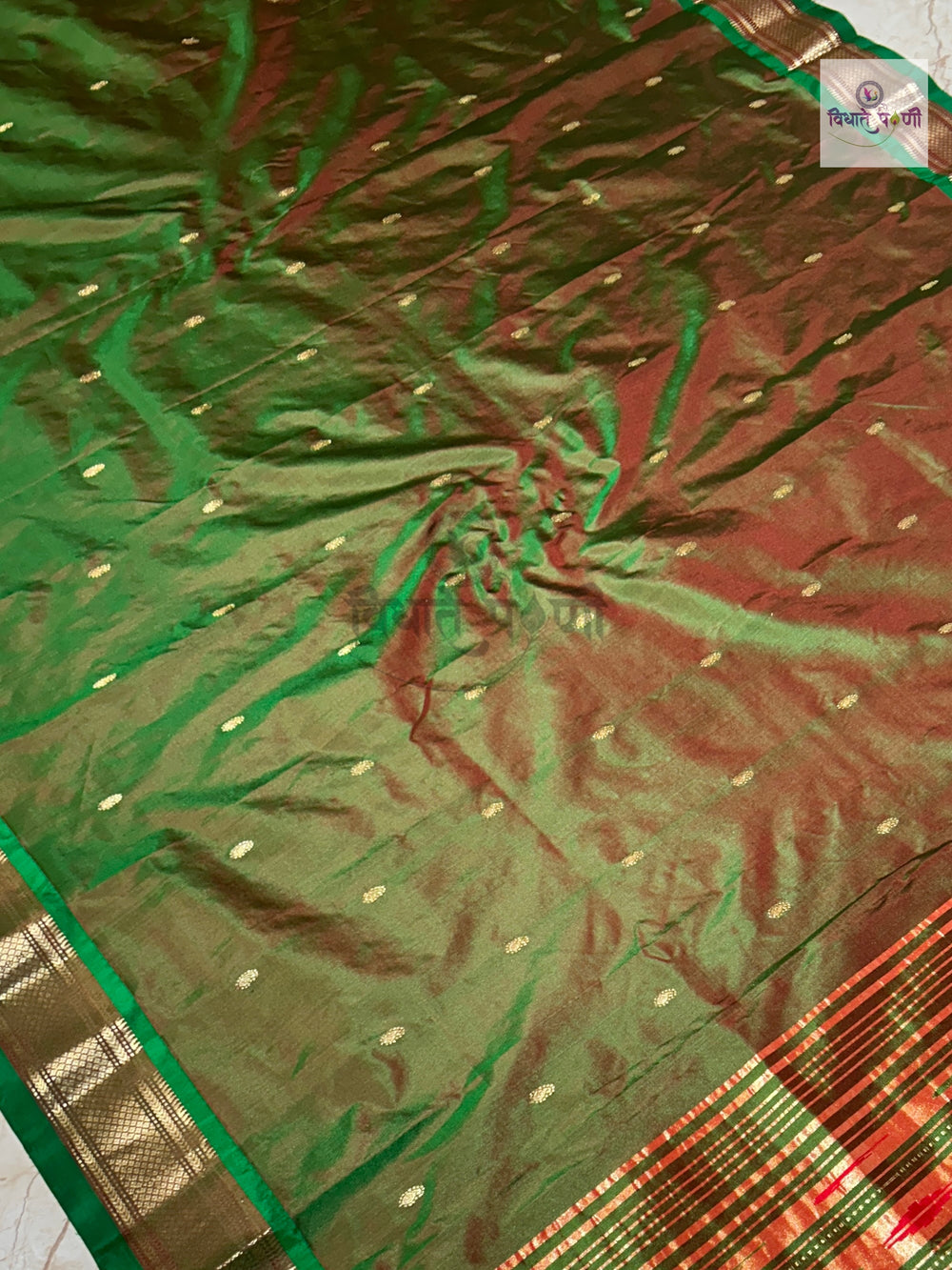Handloom Pure Silk Single Pallu Paithani Saree- Anjeri