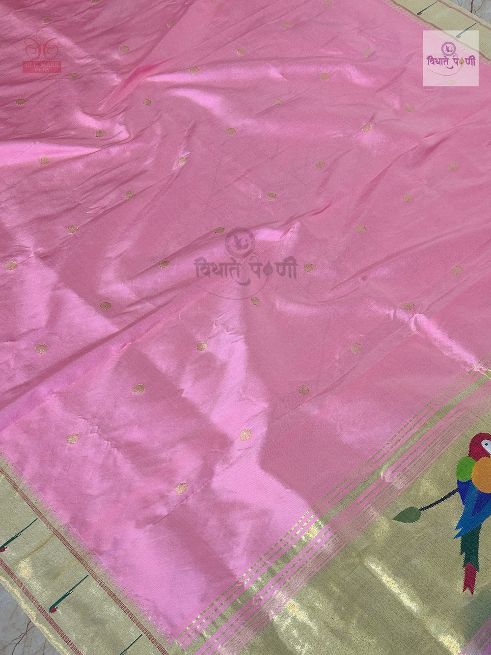 Munia Border Paithani Dupatta - Pastel Pink