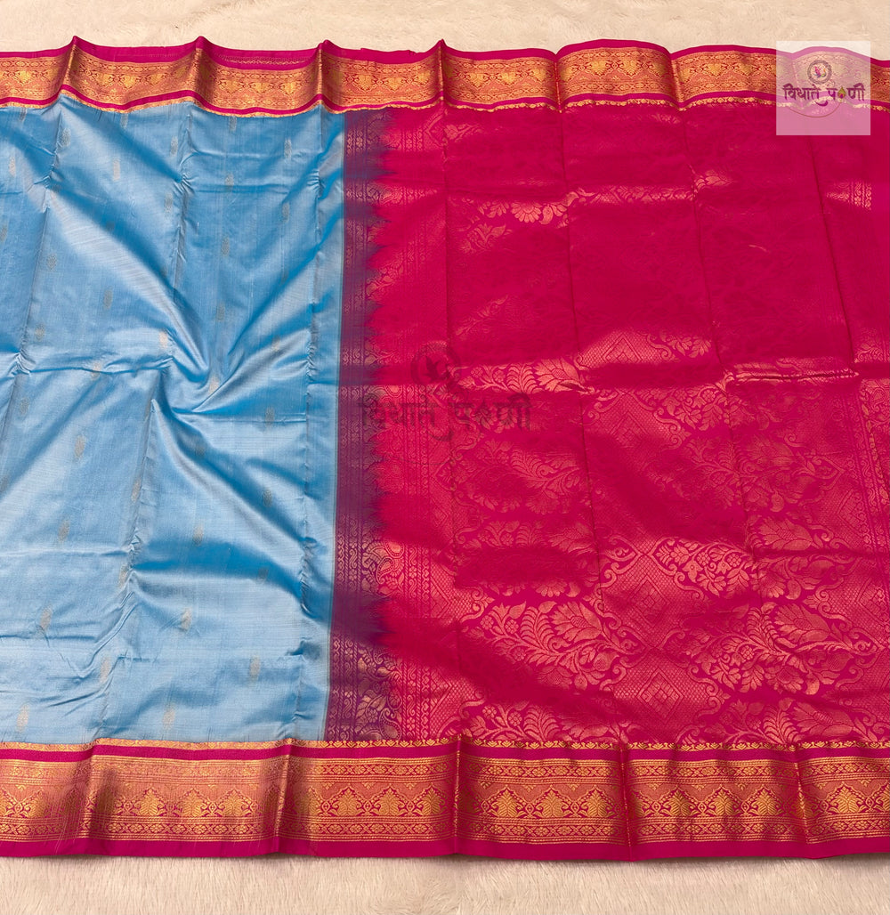 Kanjivaram Pure Silk Saree- Powder Blue
