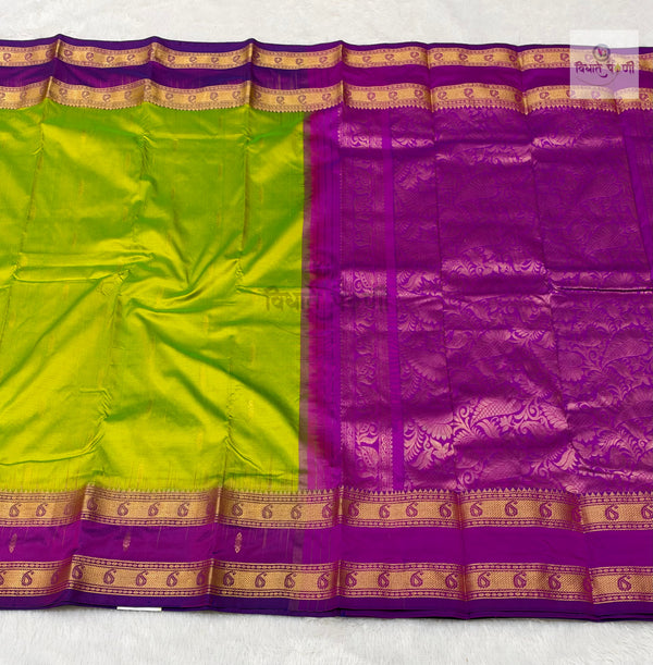 Kanjivaram Pure Silk Saree- Parrot Green