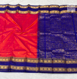 Kanjivaram Pure Silk Saree- Orange Pink Mix
