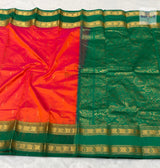 Kanjivaram Pure Silk Saree- Orange Pink Mix