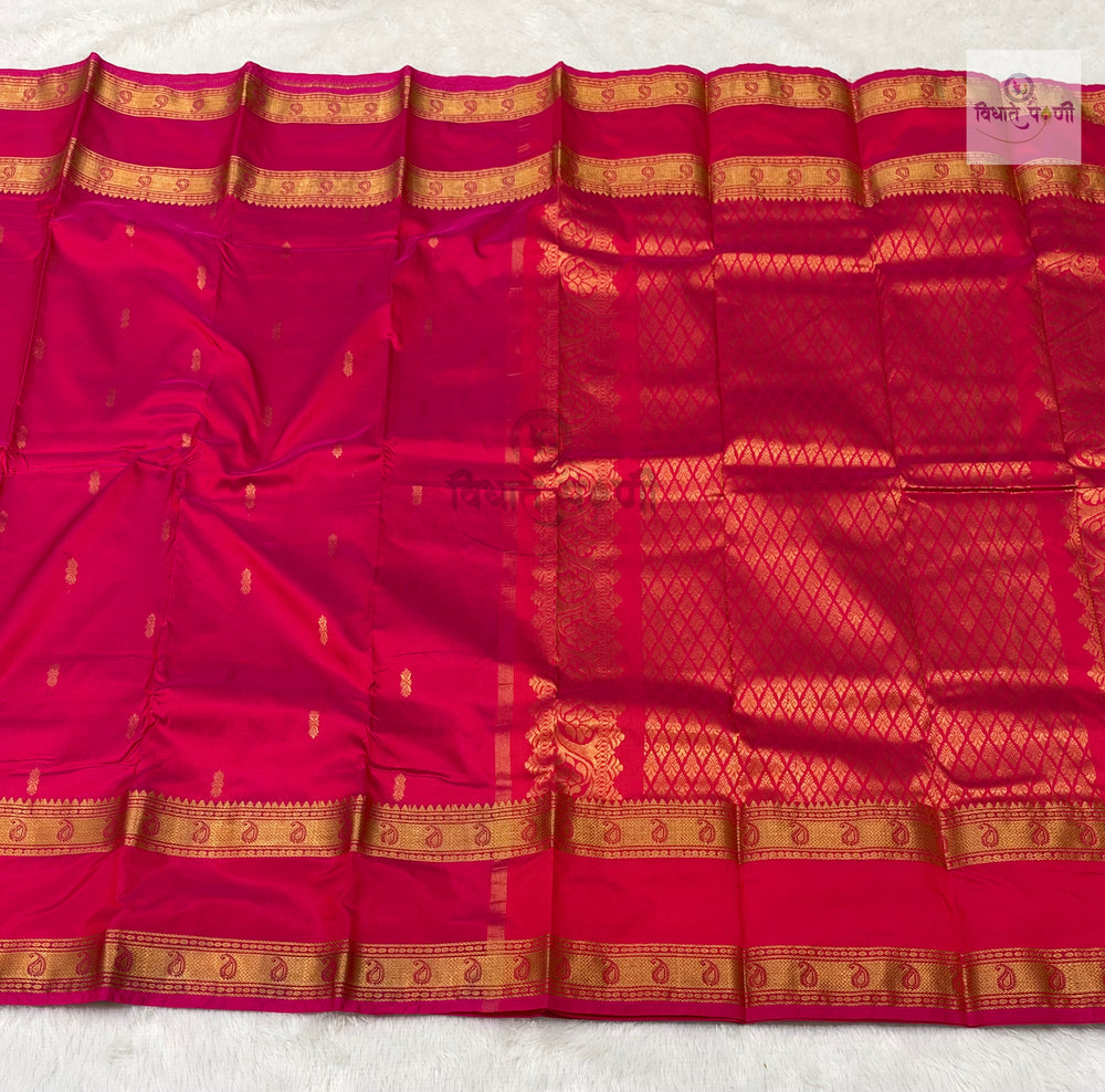 Kanjivaram Pure Silk Saree- Red Pink Mix