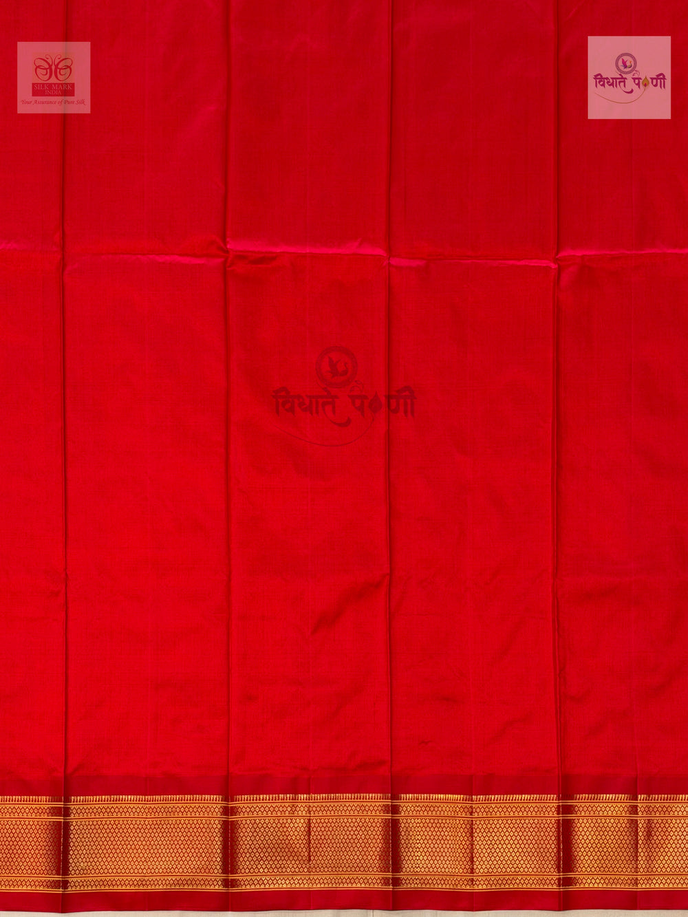 Handloom Pure Silk Kalanjali Paithani Saree- Red Pink Mix — blouse piece — Vidhate Paithani, Yeola