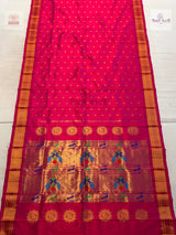 Handloom Pure Silk Kalanjali Paithani Saree- Red Pink Mix