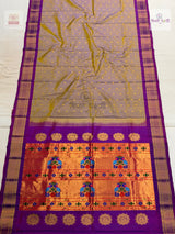 Handloom Pure Silk Kalanjali Paithani Saree- Two Tone — full saree — Vidhate Paithani, Yeola