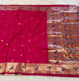 Brocade Soft Silk Paithani Saree- Hot Pink