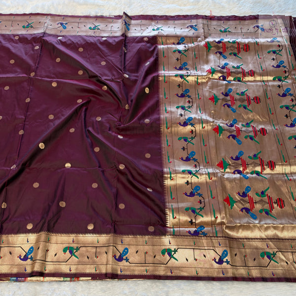 Brocade Soft Silk Paithani Saree- Wine