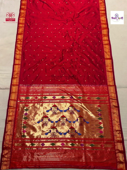 Handloom Pure Silk Double Pallu Paithani Saree