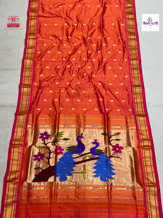 Handloom Pure Silk Paithani Saree- Designer Pallu