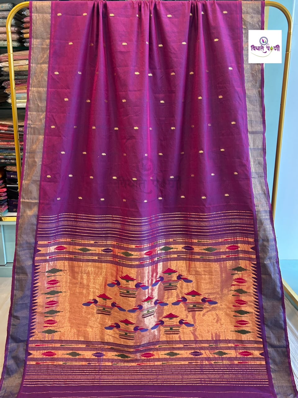 Handloom Pure Cotton Paithani Saree- Double Pallu