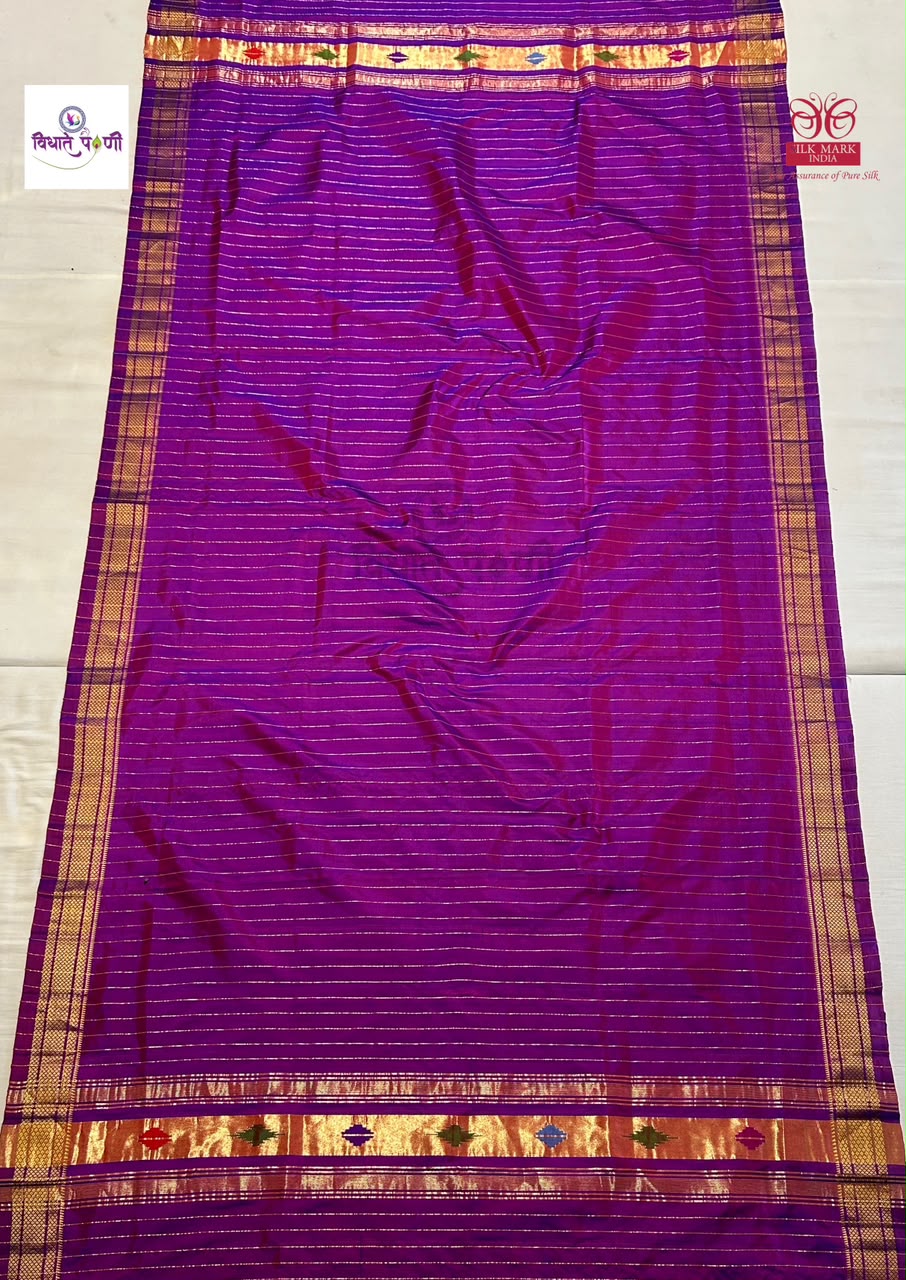 Handloom Pure Silk Paithani Dupatta- Stripes