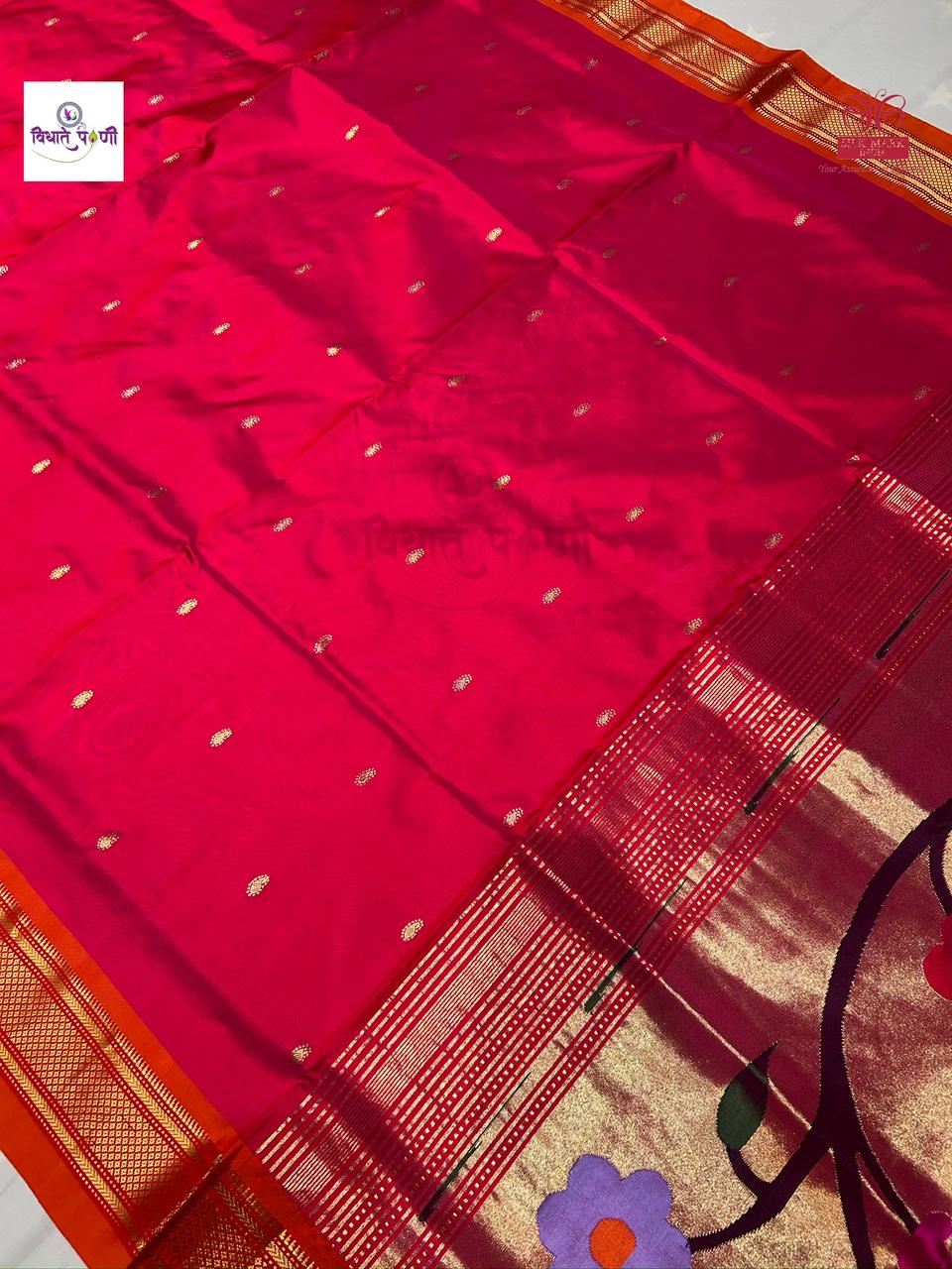 Handloom Pure Silk Paithani Saree - Designer Pallu - 4