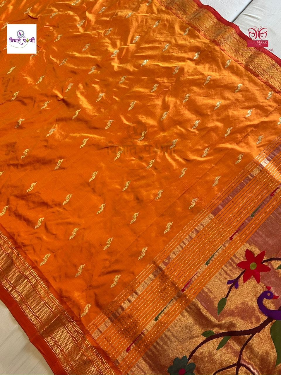 Handloom Pure Silk Paithani Saree - Designer Pallu - 2