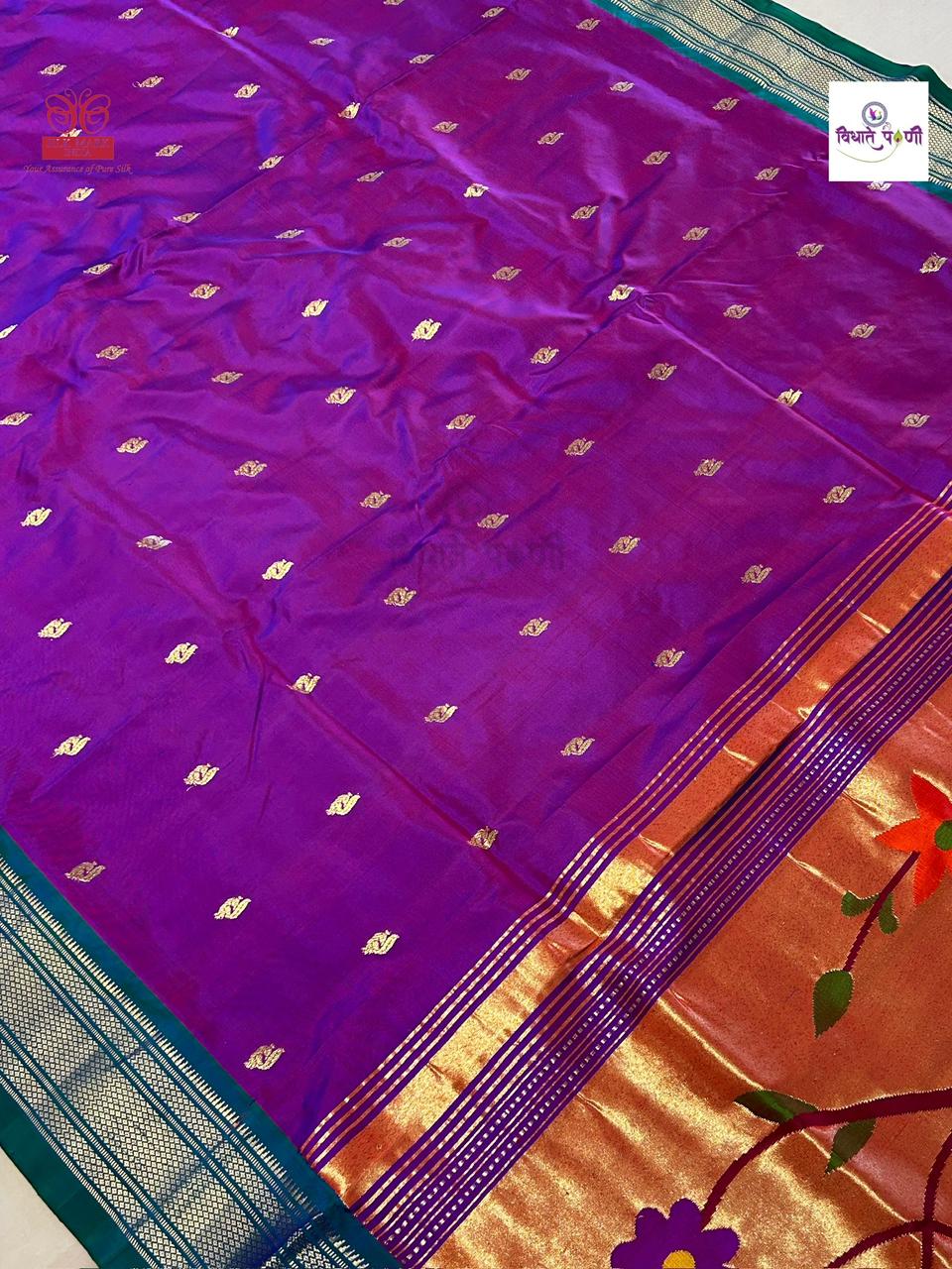 Handloom Pure Silk Paithani Saree - Designer Pallu - 8