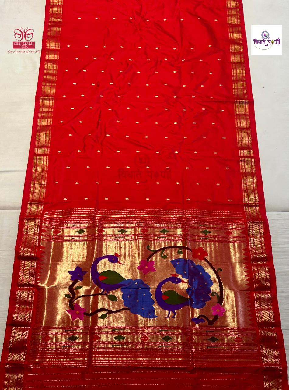 Handloom Pure Silk Paithani Saree - Designer Pallu - 7