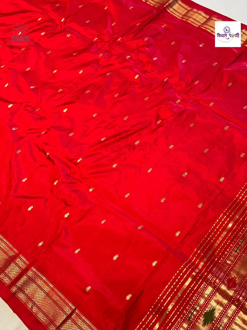 Handloom Pure Silk Paithani Saree - Designer Pallu - 7