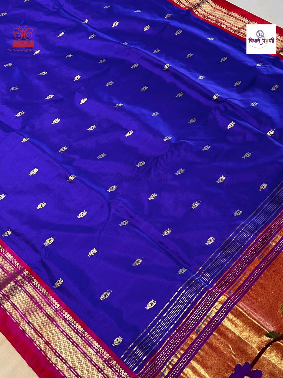Handloom Pure Silk Paithani Saree - Designer Pallu - 3
