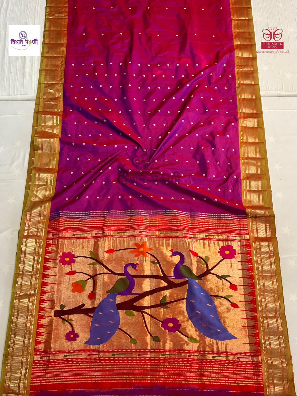 Handloom Pure Silk Paithani Saree - Designer Pallu - 1