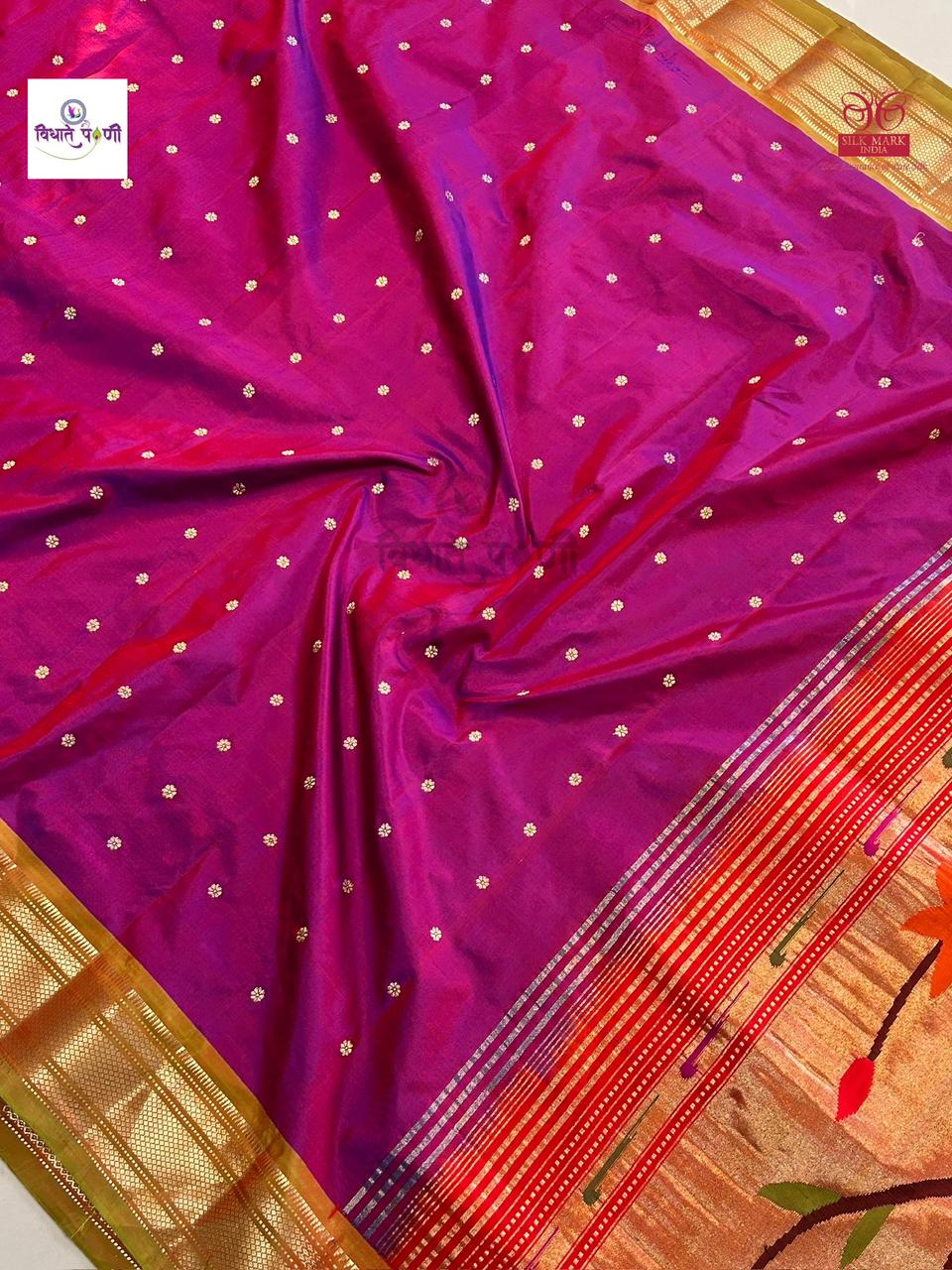 Handloom Pure Silk Paithani Saree - Designer Pallu - 1