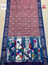 Handloom Pure Silk Paithani Saree - Designer Pallu - 14 — full saree draped and laid flat — Vidhate Paithani, Yeola