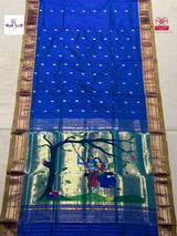 Handloom Pure Silk Paithani Saree - Designer Pallu - 13 — full saree draped and laid flat — Vidhate Paithani, Yeola