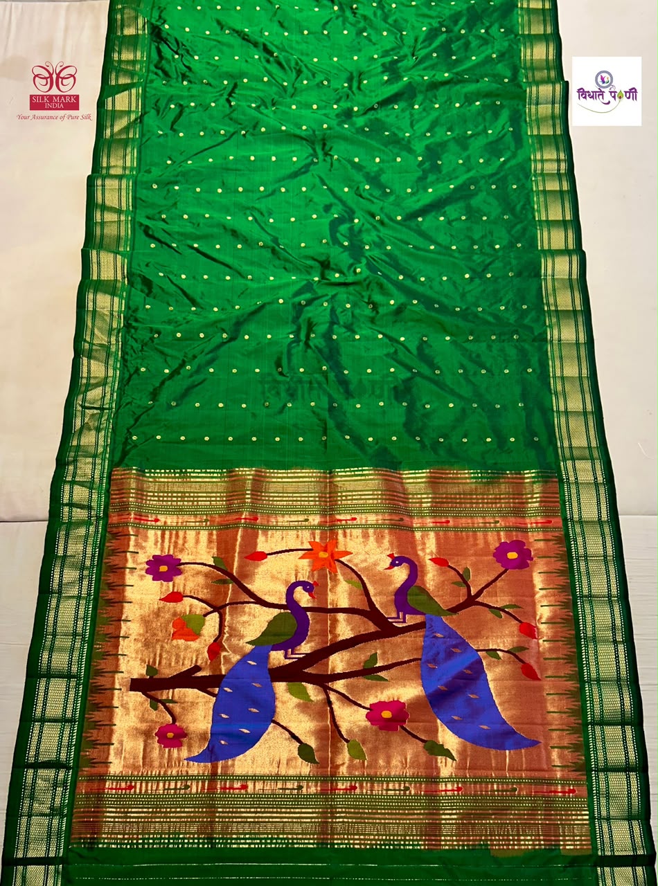 Handloom Pure Silk Paithani Saree - Designer Pallu - 15
