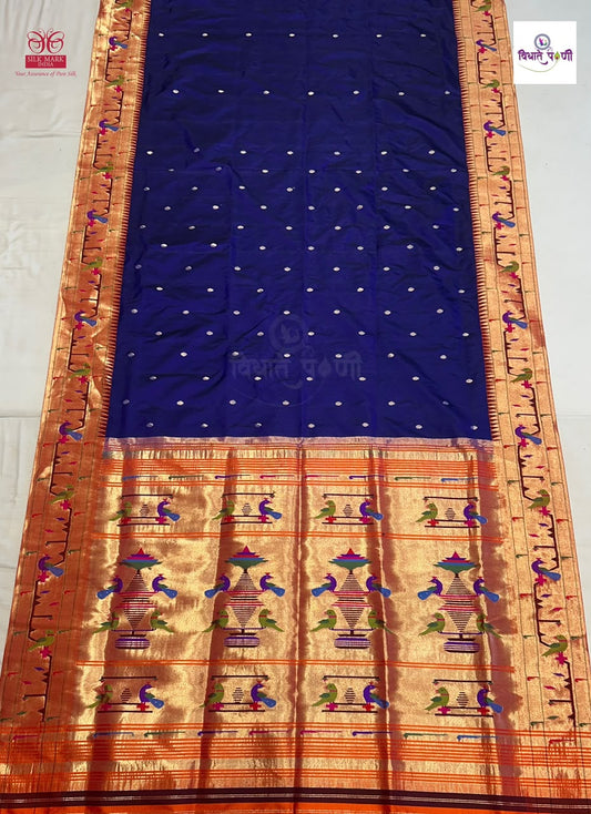 Handloom Pure Silk Paithani Saree- Brocade Border