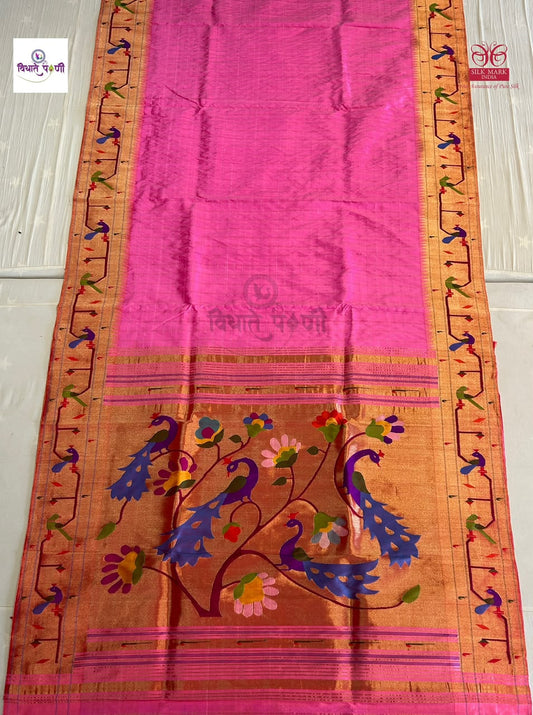 Handloom Pure Silk Paithani Saree- Brocade Border Designer Pallu