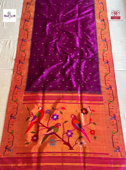 Handloom Pure Silk Paithani Saree- Brocade Border Designer Pallu