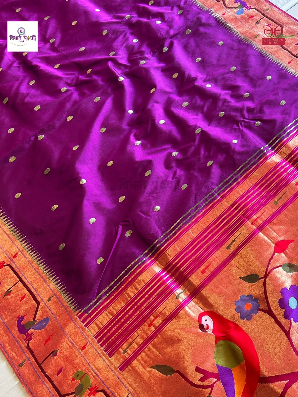 Handloom Pure Silk Paithani Saree - Brocade Border Designer Pallu