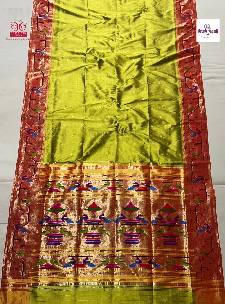 Handloom Pure Silk Paithani Saree - Brocade Border - 2