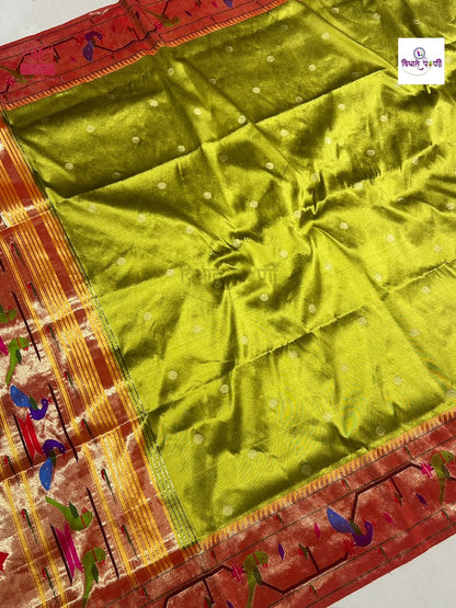 Handloom Pure Silk Paithani Saree- Brocade Border